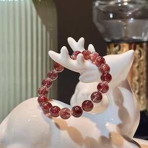 Cherry Red Super Seven Beaded Bracelet | Collector’s Grade（7.8mm+)