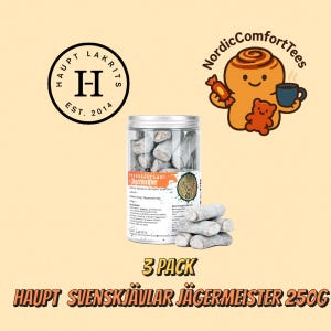 3 x Haupt Lakrits Svenskjävlar! x Jägermeister 250g – Swedish Salty Licorice with Herbal Liqueur Twist