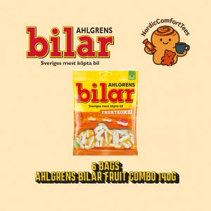 6 x Ahlgrens Bilar Fruit Combo 140g – Swedish Fruity Gummy Candy Cars