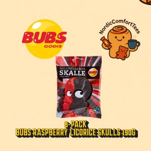 Swedish Raspberry Licorice Skulls: Vegan Candy 8 x 190g (Fairtrade Sugar)