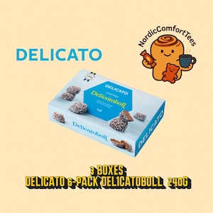 3 x Delicato Chokladboll (paquete de 6, 240 g): bolitas de coco y chocolate sueco