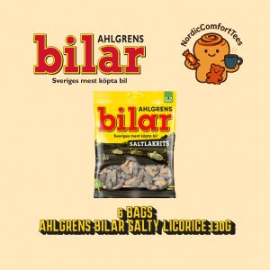 6 x Ahlgrens Bilar Salt Licorice 130g – Swedish Salty Licorice Car Candy