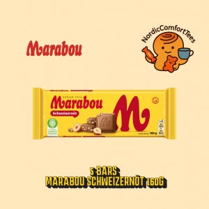 5 x Marabou Schweizernöt 160g – Milk Chocolate with Hazelnuts