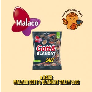 8 x Malaco Gott & Blandat Salt 210g – Swedish Salty Licorice Mix