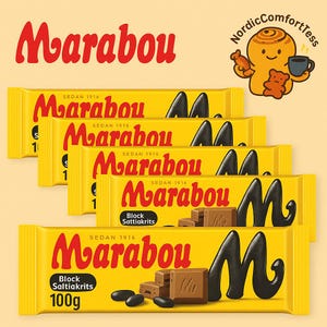 Marabou Black Saltlakrits — 5 × 100 g Bars, Milk Chocolate with Salty Licorice