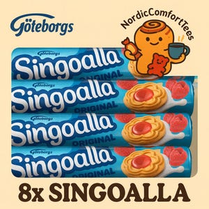 Singoalla Original Cookies Paquete de 8x 190 g - Galletas suecas Hallon de frambuesa y vainilla
