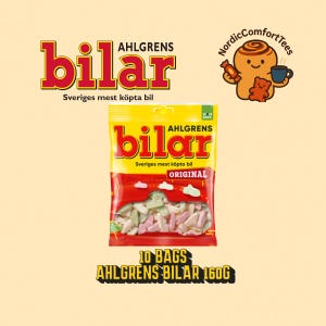 10 x Ahlgrens Bilar Original 160 g – Bonbons gélifiés suédois en forme de voiture
