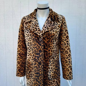 Vintage 90s Fuzzy Leopard Blazer Coat