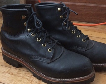 Chippewa Boots Size 10 Black Leather Ankle Height Barely Worn
