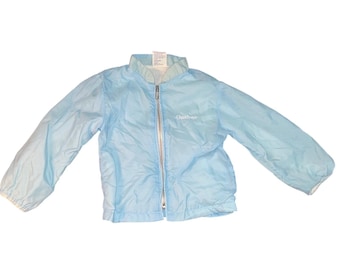 Jaqueta corta-vento vintage Gerber azul claro, fabricada nos EUA, tamanho 24 meses.