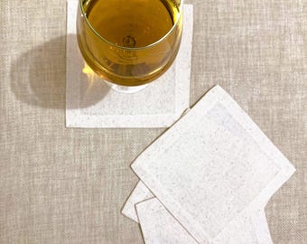 Handmade Linen Cocktail Napkins: Cream Slub-Textured, 6x6"