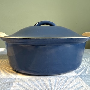 Le Creuset Oval Dutch Oven, Blue Enamel over Cast Iron.  Number 22