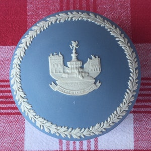 Wedgwood Jasperware Blue, Round Trinket Box, Piccadilly Circus