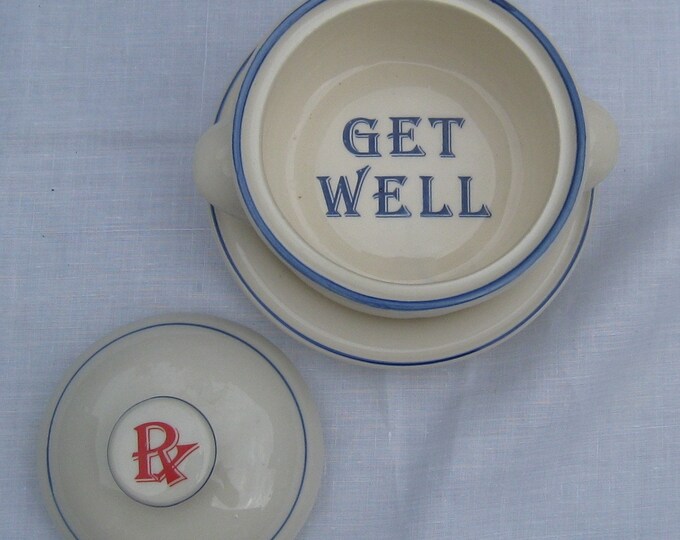 Rx Get Well Covered Chicken Soup Bowl & Plate by Rubicon Etsy