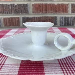 Limoges White Porcelain Chamberstick, Candlestick, T & V, Tressemann and Vogt, made in France