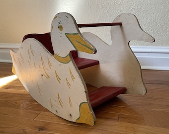 Vintage Handmade Folk Art Child's Duck Rocker