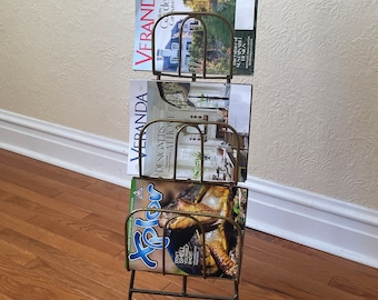 Magazine Rack, Solid Brass, Three Tier, Easel Style, Vintage