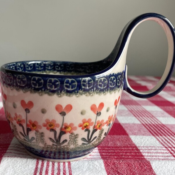 Polish Pottery Loop Handle Bowl, made in Poland