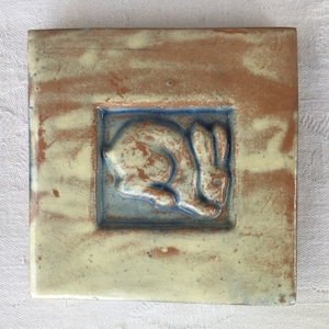 Tile, Rustic Terra Cotta Tile, Decorative Tile, Embossed Tile, Rabbit Tile, Vintage Terra Cotta Tile