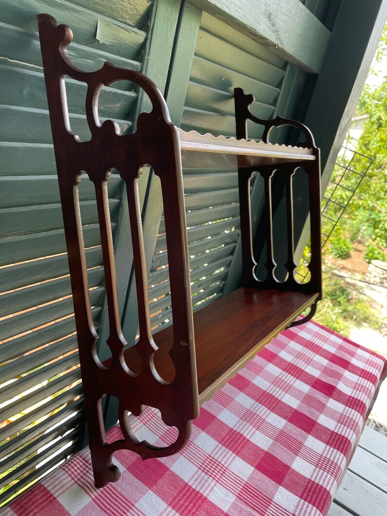 Solid Wood Wall Shelf With Carved Detail and Plate Groove Etsy