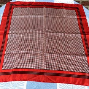 Vintage Echo Scarf in Red, White and Blue Geometric Pattern, made in Japan