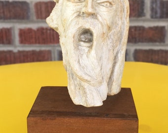 Sculpture, Head of Bearded Man, Small Tabletop Sculpture