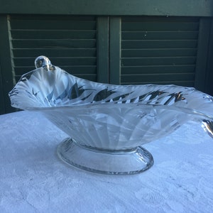 Etched Glass Asymmetrical Serving Bowl