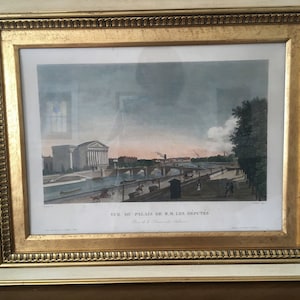 French Prints, Framed Colored Prints from Etchings, French Scenes, Vue Du Pont Des Arts and Vue De Palais