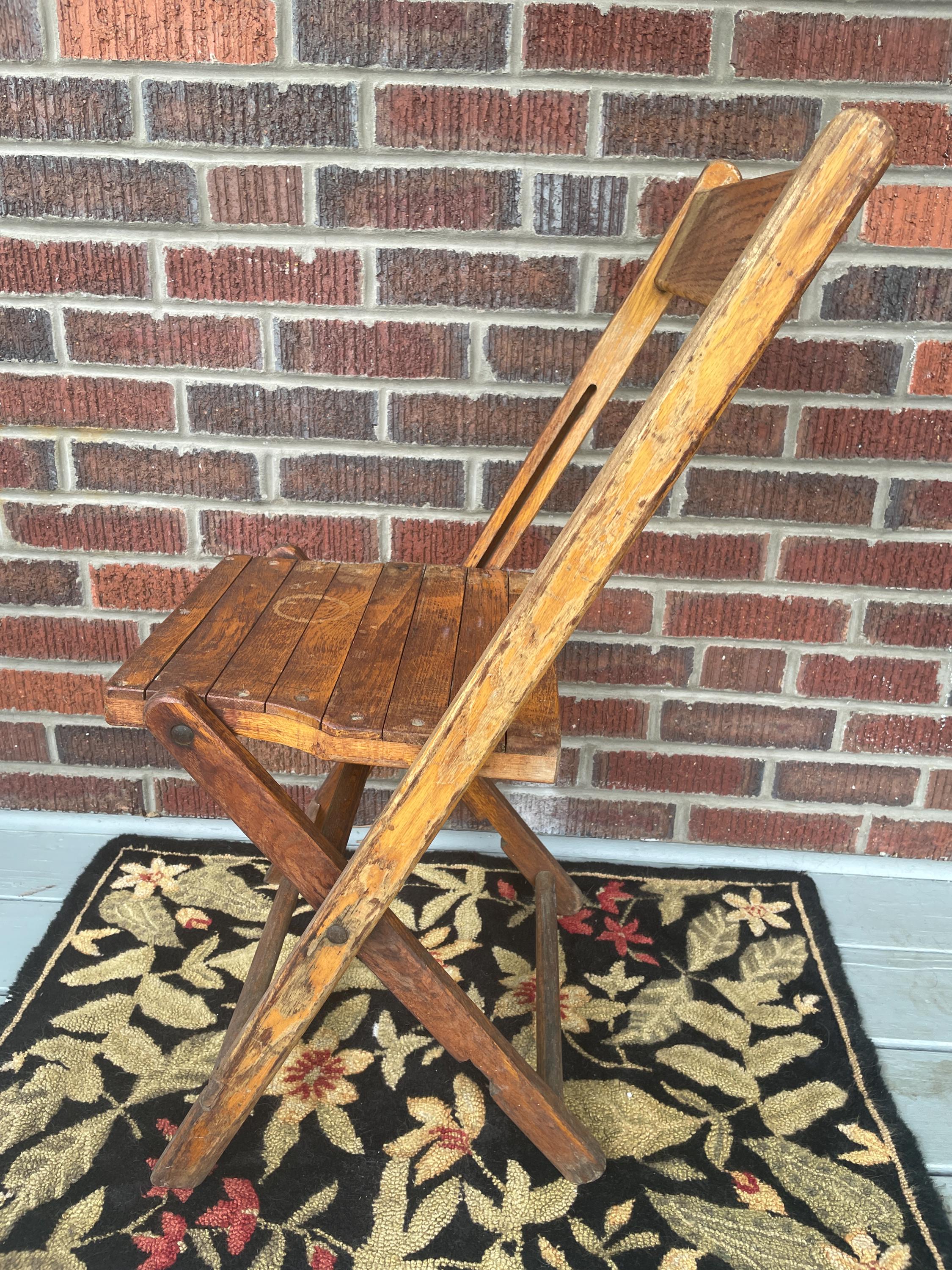 Oak Wooden Folding Chair, Vintage - Etsy
