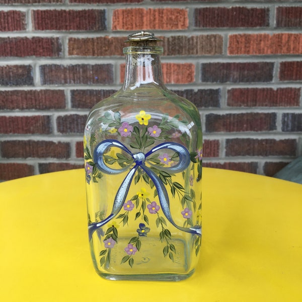 Painted Glass Bottle Etsy