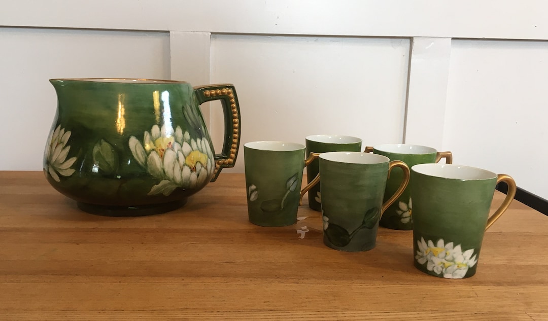 Lemonade Set, Antique Hand Painted Porcelain Lemonade Set, Limoges