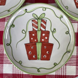 Vietri Christmas Plates, Set of 8, Salad or Dessert Plates, made in Italy