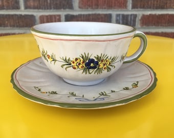 Italian Hand Painted Coffee or Tea Cup and Saucer