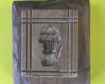 Mold, Antique Butter Mold, Wood Butter Mold, Mounted on wood plaque for hanging