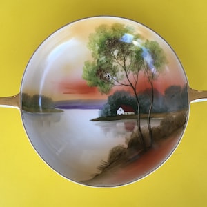 Cuenco de porcelana Noritake con escena de paisaje