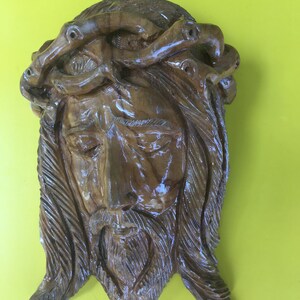 Olive Wood Hand Carved Jesus Face