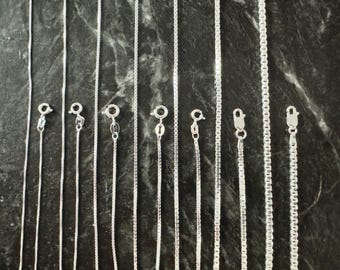 イタリア製スターリングシルバーボックスチェーンネックレス（0.9 mm