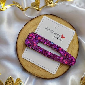 fuchsia glitter resin barrettes