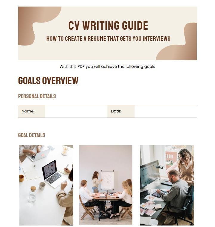 CV Writing Guide Bundle | Editable Resume Template, Motivational Letter ...