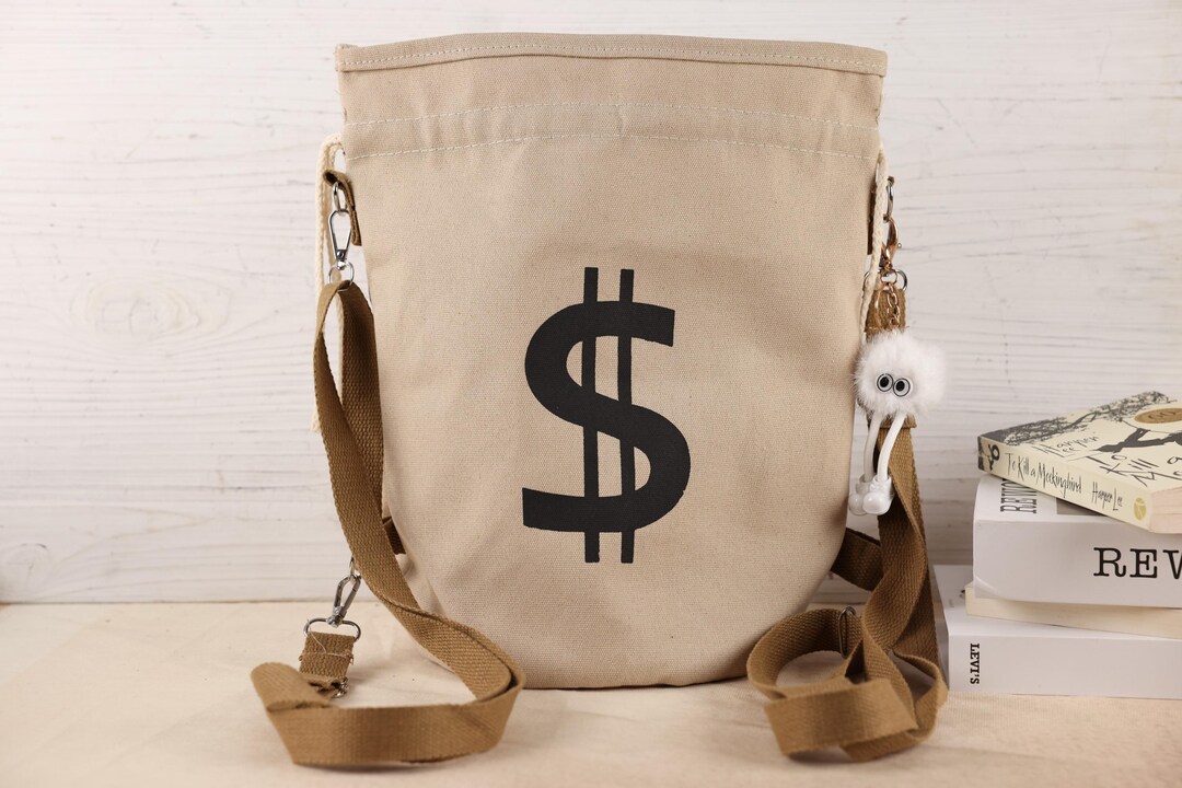 Funny Drawstring Money Bag Canvas Rucksack Backpack, Dollar 