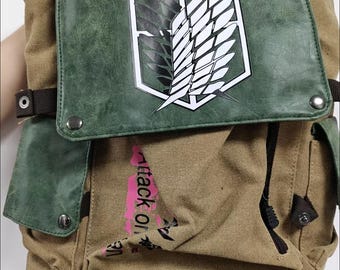 Attack on Titan Backpack – Stylish Eren Yeager Wings of Freedom Rucksack, High-Quality Canvas & PU Leather, Anime Fans Gift