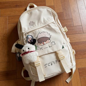 Sac à dos de voyage grande capacité à motif personnalisé, sac à dos de loisirs personnalisé, sac d'école à motifs anime, noir et blanc