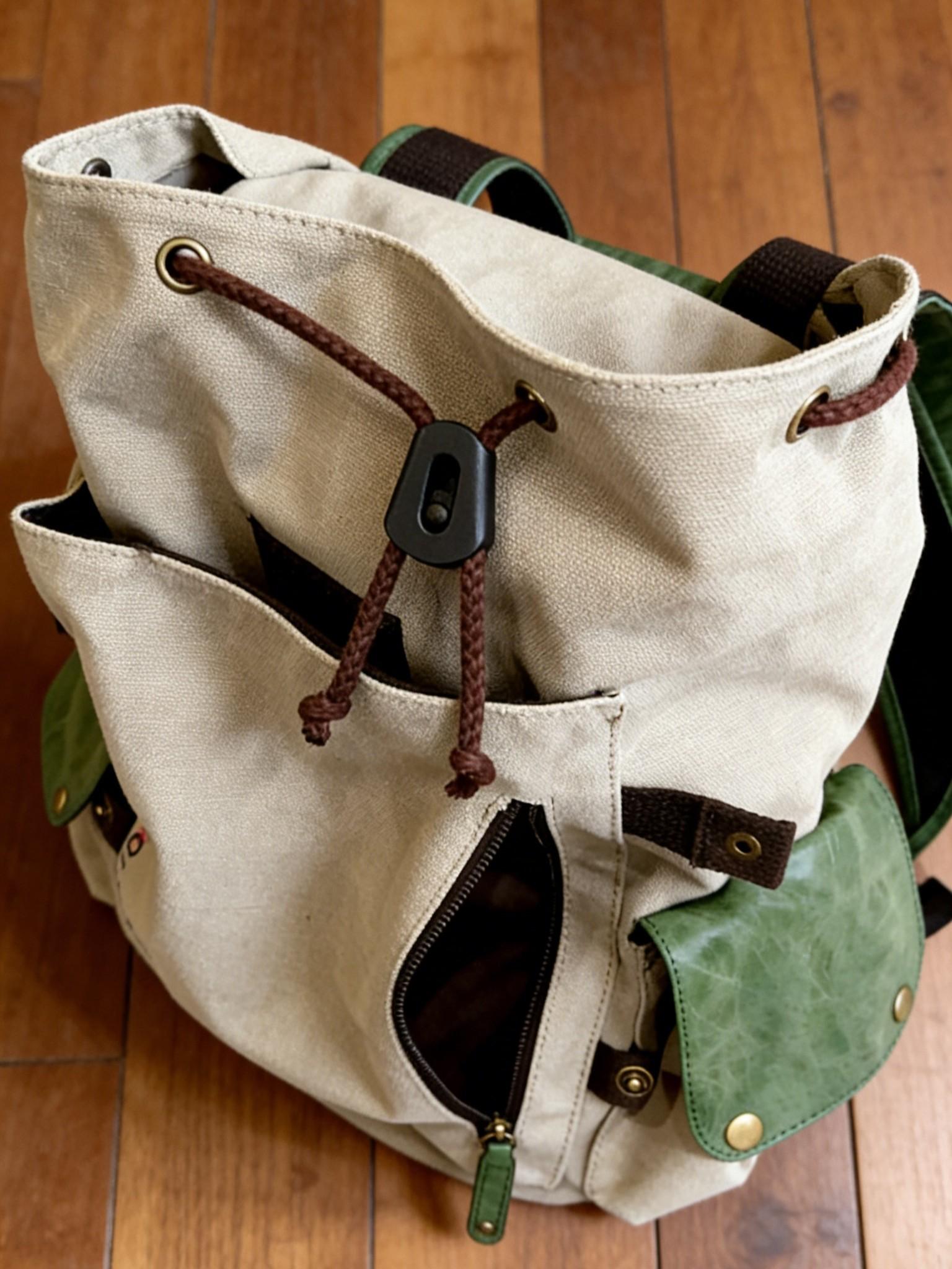 Anime-Inspired Tan Backpack RETROFIT BOSS ™️ | Retro designs ?✂️?. The retro Anime  main image 4