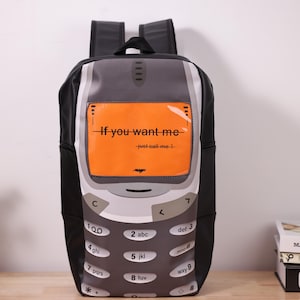 Retro Nokia 3310 Backpack, Funny Vintage Phone Bag, 90s Y2K Meme Tech Backpack, Unbreakable Nostalgic Gamer Gift, Trendy Geek Bag