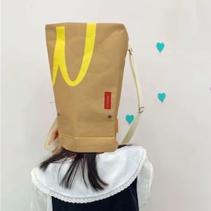 Lustiger McDonald es French Fries Rucksack, Lustige faltbare Rolltop Tasche, Geschenk für Fast Food Liebhaber, Schrullige McD Tasche, Ausgefallene Schultasche, Meme Rucksack