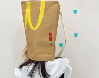 Funny McDonald&#39;s French Fries Backpack, Funny Foldable Rolltop Bag, Fast Food Lovers Gift, Quirky McD Bag, Novelty School Bag, Meme Backpack