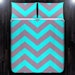 Chevron Duvet Cover, Turquoise Gray Blanket, Aqua Gray Bedding, Blue Chevron Comforter, Twin XL Queen King Size Daybed Covers 