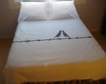 Barb Wire Love Bird Duvet Cover queen, Bedding King Twin Bird Bedding Full Double queen, Size Duvet Cover King Bedding Twin Bedding newlywed