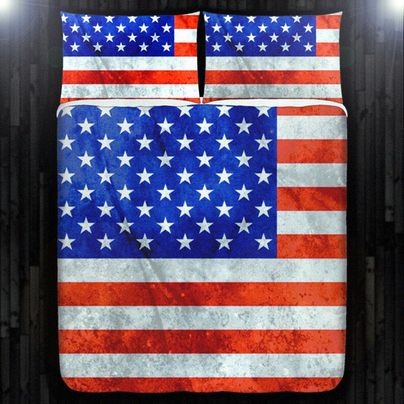 America United States Usa Flag Bedding Duvet Cover Queen Etsy
