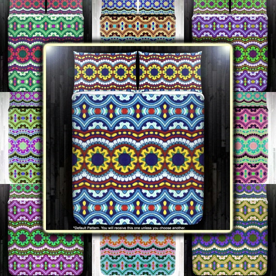 Mexican Duvet Cover Talavera Tile Blanket Blue Mexico Etsy